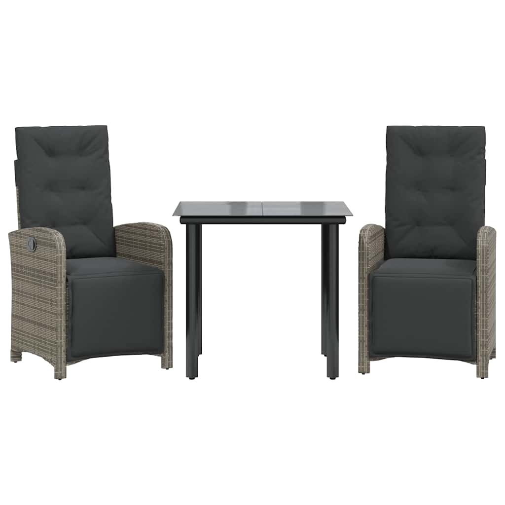 Set da Bistrò 3 pz con Cuscini Grigio in Polyrattan | homemem39