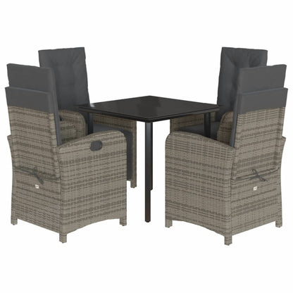 Set da Pranzo da Giardino 5 pz con Cuscini in Polyrattan Grigio - homemem39