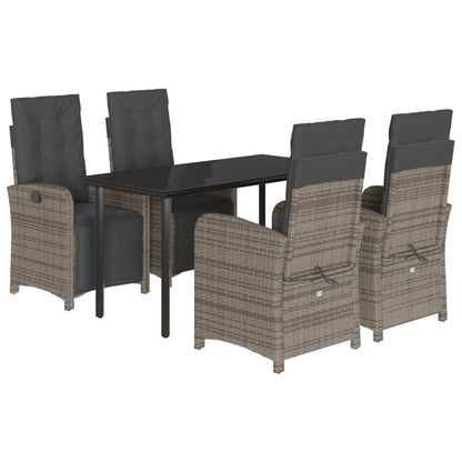 Set da Pranzo da Giardino 5 pz con Cuscini in Polyrattan Grigio | homemem39