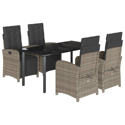 Set da Pranzo da Giardino 5 pz con Cuscini in Polyrattan Grigio | homemem39