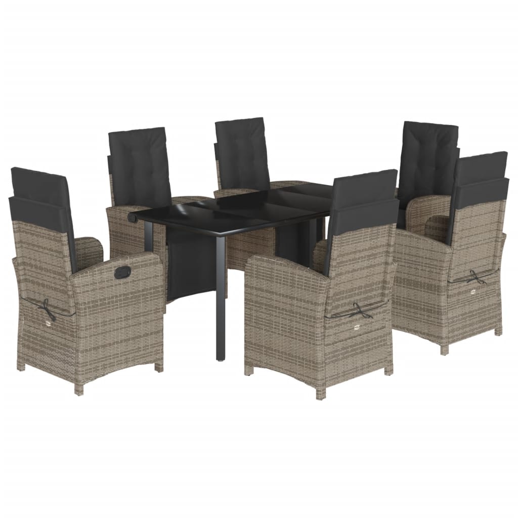 Set da Pranzo da Giardino 7 pz con Cuscini in Polyrattan Grigio | homemem39