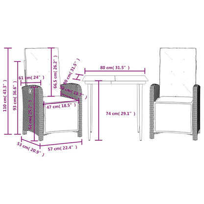 Set da Bistrò 3 pz con Cuscini Beige in Polyrattan | homemem39