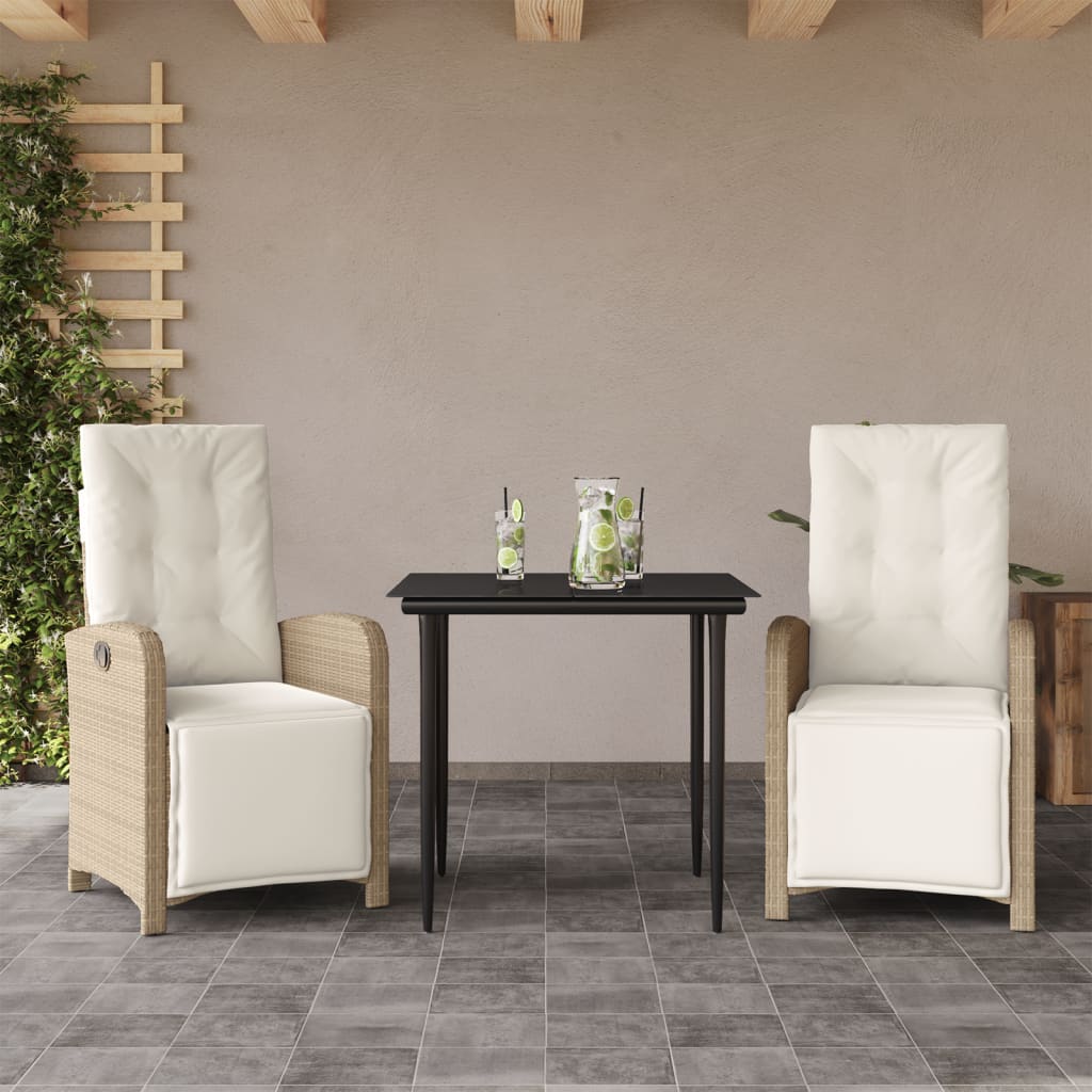 Set da Bistrò 3 pz con Cuscini Beige in Polyrattan - homemem39