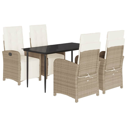 Set da Pranzo da Giardino 5 pz con Cuscini Beige in Polyrattan | homemem39