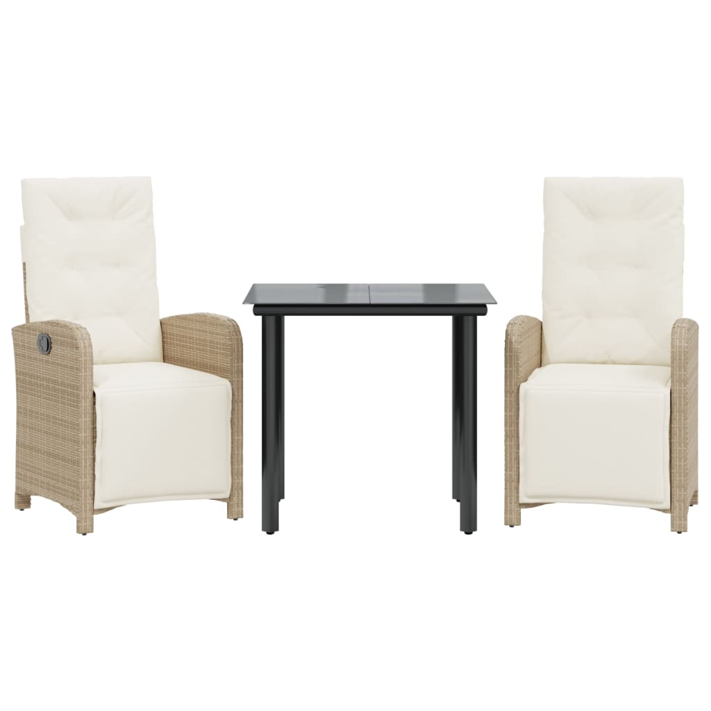 Set da Bistrò 3 pz con Cuscini Beige in Polyrattan - homemem39