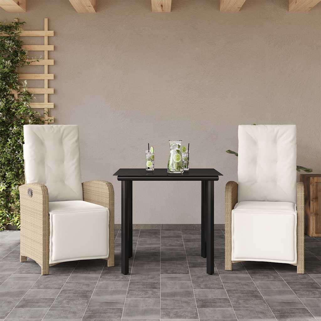 Set da Bistrò 3 pz con Cuscini Beige in Polyrattan | homemem39