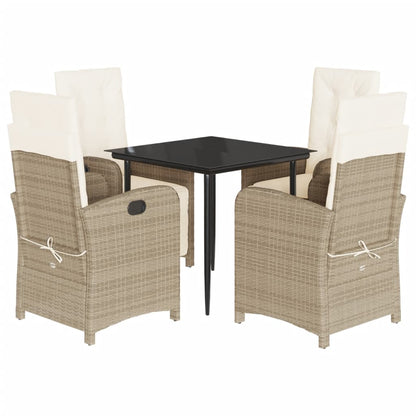 Set da Pranzo da Giardino 5 pz con Cuscini Beige in Polyrattan | homemem39