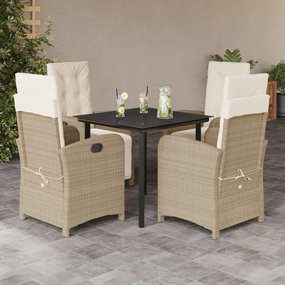 Set da Pranzo da Giardino 5 pz con Cuscini Beige in Polyrattan | homemem39