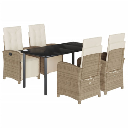 Set da Pranzo da Giardino 5 pz con Cuscini Beige in Polyrattan | homemem39