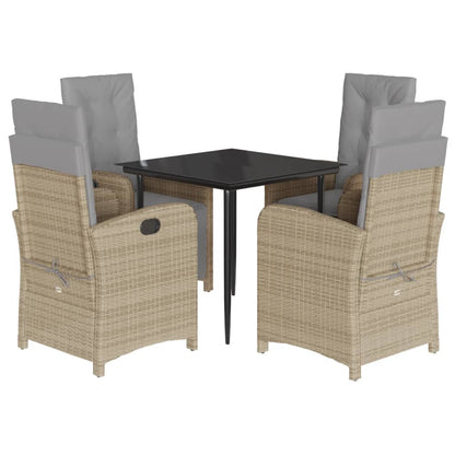 Set da Pranzo da Giardino 5 pz con Cuscini Beige in Polyrattan - homemem39