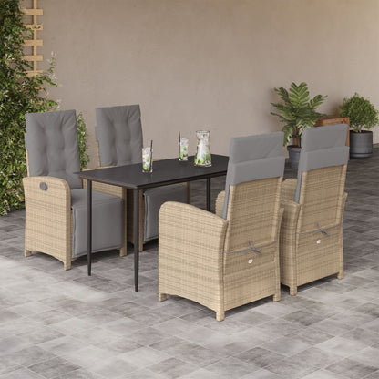 Set da Pranzo da Giardino 5 pz con Cuscini Beige in Polyrattan - homemem39