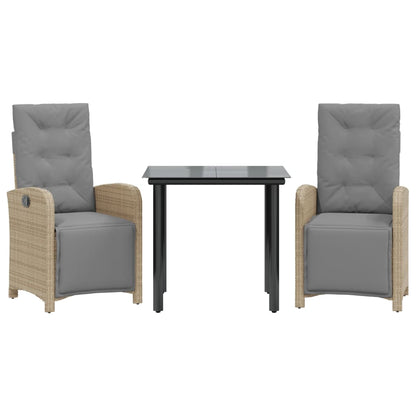 Set da Bistrò 3 pz con Cuscini Beige in Polyrattan - homemem39