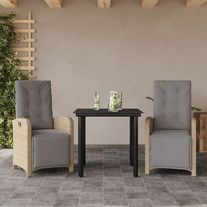 Set da Bistrò 3 pz con Cuscini Beige in Polyrattan | homemem39