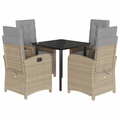 Set da Pranzo da Giardino 5 pz con Cuscini Beige in Polyrattan - homemem39