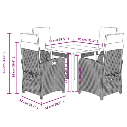 Set da Pranzo da Giardino 5 pz con Cuscini Beige in Polyrattan | homemem39