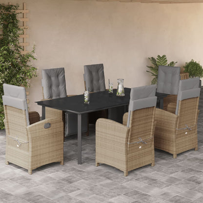 Set da Pranzo da Giardino 7 pz con Cuscini Beige in Polyrattan | homemem39