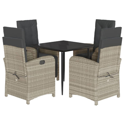 Set Pranzo da Giardino 5pz con Cuscini Grigio Chiaro Polyrattan | homemem39
