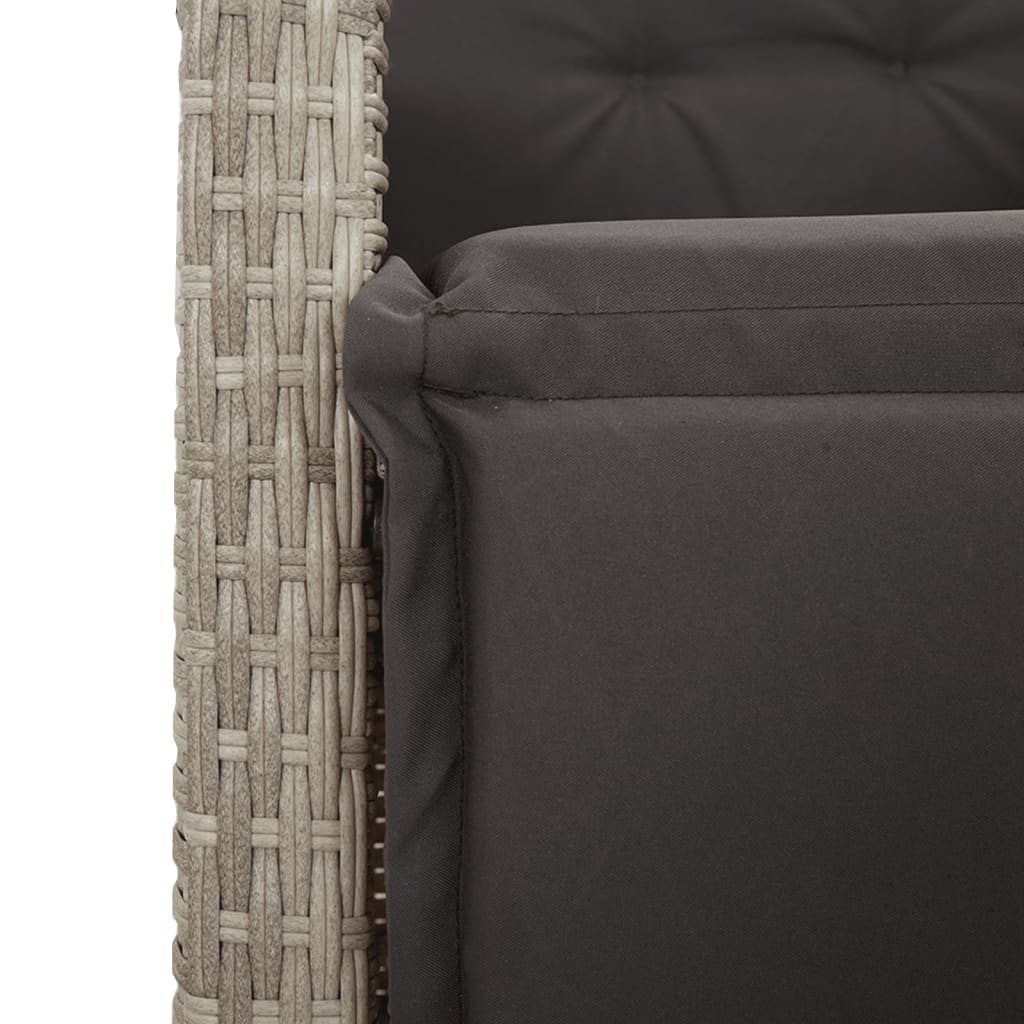 Set da Pranzo da Giardino 7 pz Cuscini Polyrattan Grigio Chiaro | homemem39