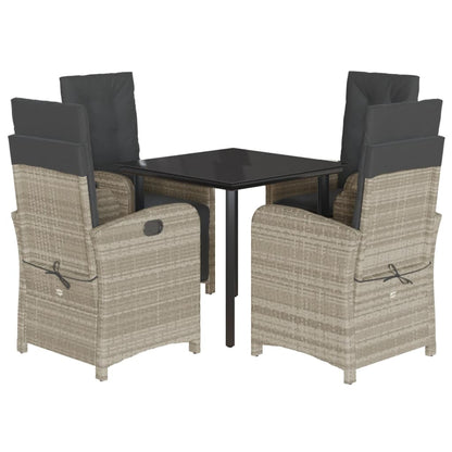 Set Pranzo da Giardino 5pz con Cuscini Grigio Chiaro Polyrattan | homemem39