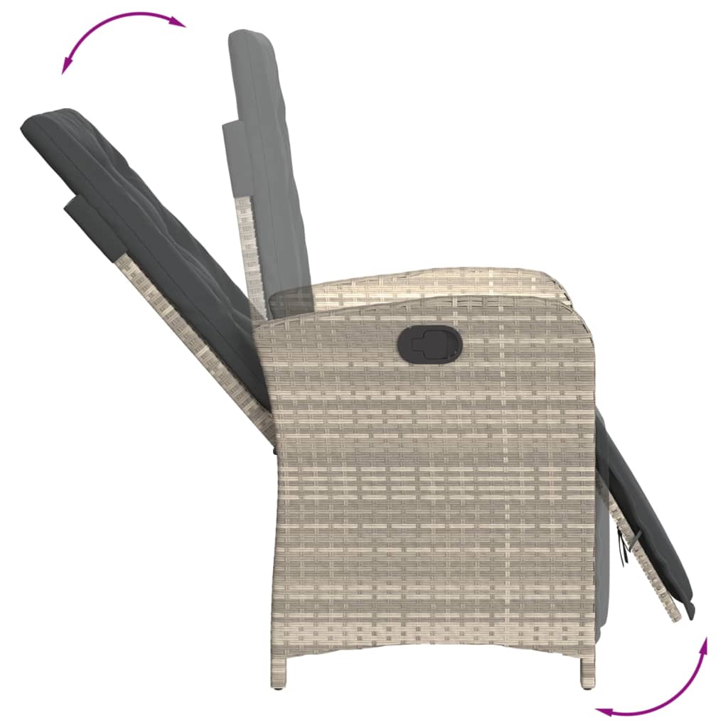 Set Pranzo da Giardino 5pz con Cuscini Grigio Chiaro Polyrattan - homemem39