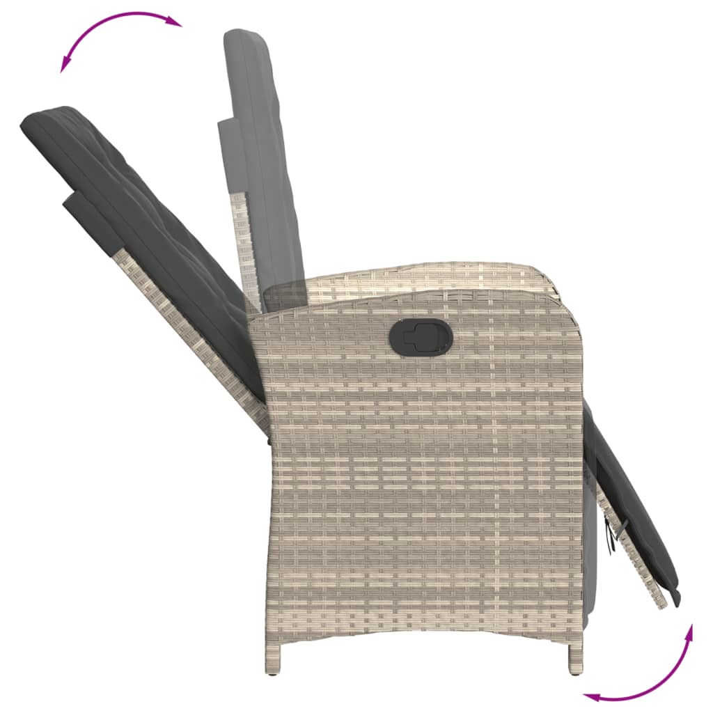 Set Pranzo da Giardino 5pz con Cuscini Grigio Chiaro Polyrattan | homemem39