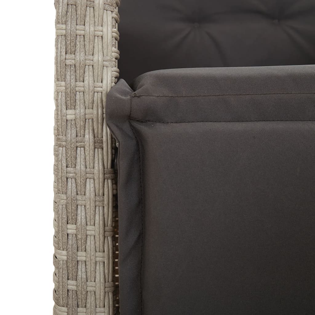 Set Pranzo da Giardino 5pz con Cuscini Grigio Chiaro Polyrattan | homemem39