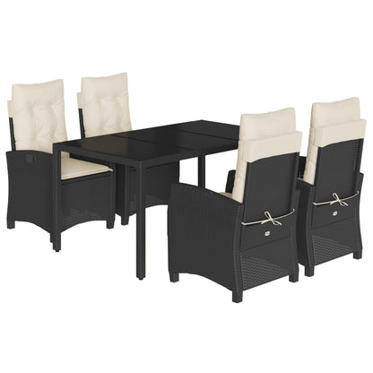 Set da Pranzo da Giardino 5 pz Nero con Cuscini in Polyrattan | homemem39