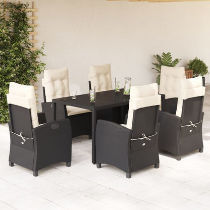 Set da Pranzo da Giardino 7 pz Nero con Cuscini in Polyrattan | homemem39