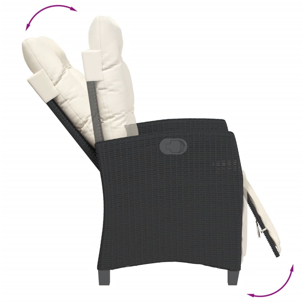 Set da Pranzo da Giardino 9 pz con Cuscini Nero in Polyrattan - homemem39