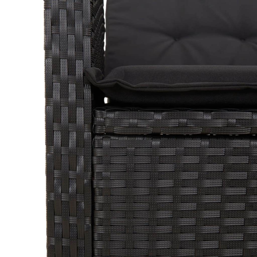 Set da Pranzo da Giardino 3 pz con Cuscini Nero in Polyrattan | homemem39