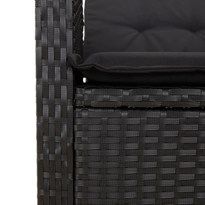 Set da Pranzo da Giardino 3 pz con Cuscini Nero in Polyrattan | homemem39