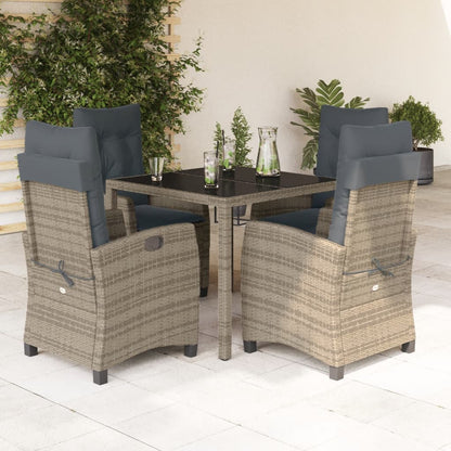 Set da Pranzo da Giardino 5 pz con Cuscini in Polyrattan Grigio - homemem39