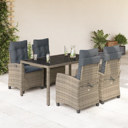 Set da Pranzo da Giardino 5 pz con Cuscini in Polyrattan Grigio | homemem39