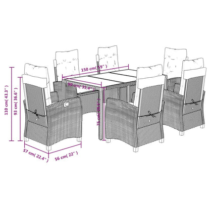 Set da Pranzo da Giardino 7 pz con Cuscini in Polyrattan Grigio | homemem39