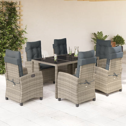 Set da Pranzo da Giardino 7 pz con Cuscini in Polyrattan Grigio | homemem39