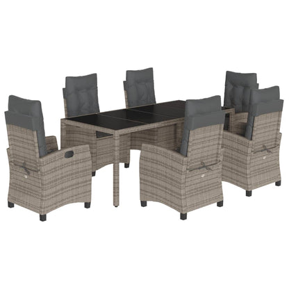 Set da Pranzo da Giardino 7 pz con Cuscini in Polyrattan Grigio | homemem39