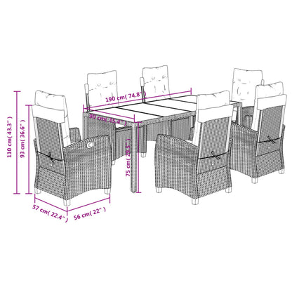 Set da Pranzo da Giardino 7 pz con Cuscini in Polyrattan Grigio | homemem39