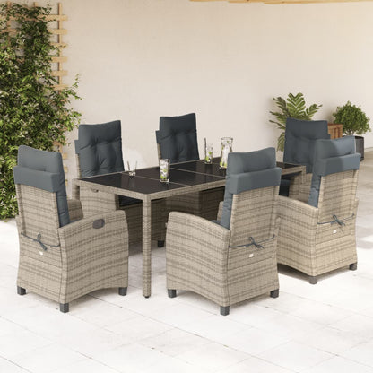 Set da Pranzo da Giardino 7 pz con Cuscini in Polyrattan Grigio | homemem39