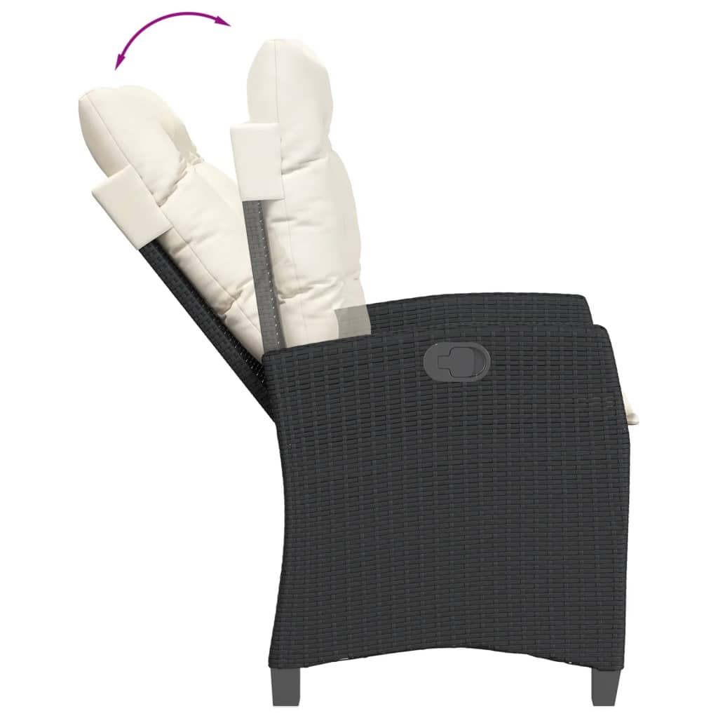 Set da Pranzo da Giardino 5 pz Nero con Cuscini in Polyrattan - homemem39