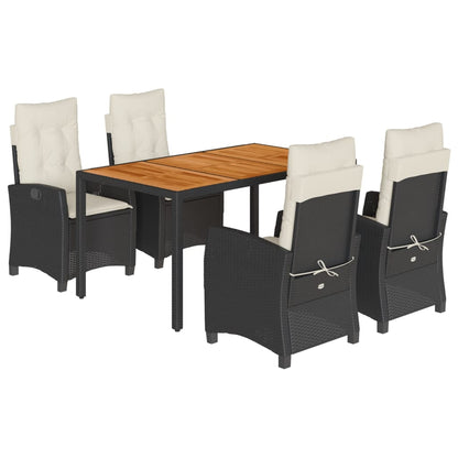 Set da Pranzo da Giardino 5 pz Nero con Cuscini in Polyrattan - homemem39