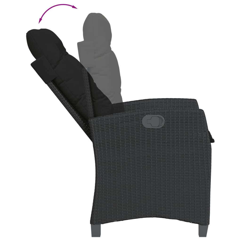 Set da Pranzo da Giardino 5 pz Nero con Cuscini in Polyrattan | homemem39