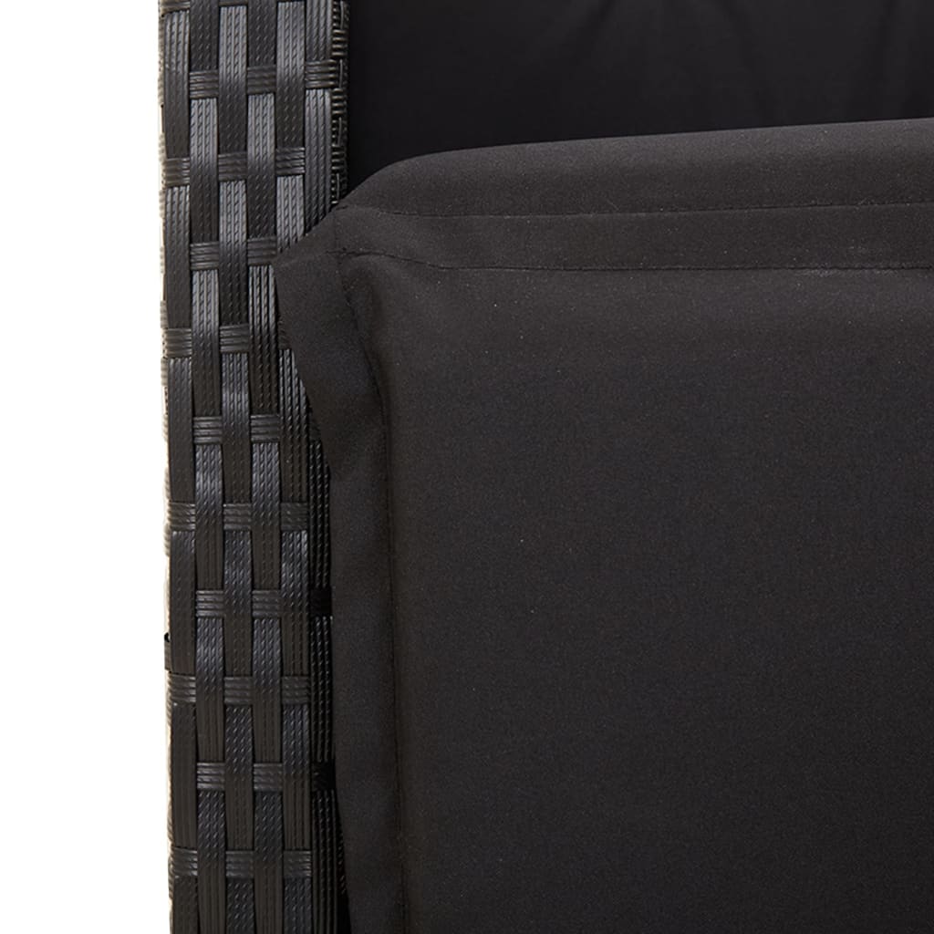Set da Pranzo da Giardino 5 pz Nero con Cuscini in Polyrattan | homemem39