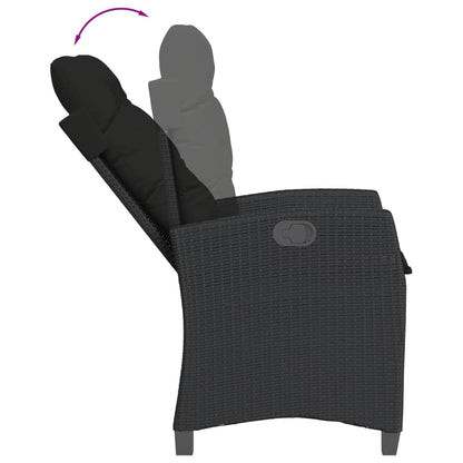 Set da Pranzo da Giardino 7 pz Nero con Cuscini in Polyrattan - homemem39