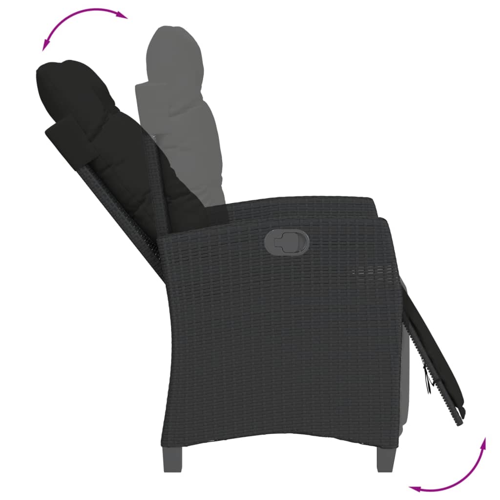 Set da Pranzo da Giardino 7 pz Nero con Cuscini in Polyrattan | homemem39