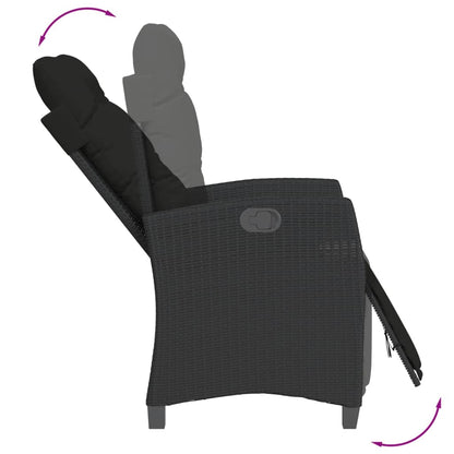 Set da Pranzo da Giardino 7 pz Nero con Cuscini in Polyrattan | homemem39