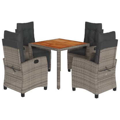 Set da Pranzo da Giardino 5 pz con Cuscini in Polyrattan Grigio - homemem39