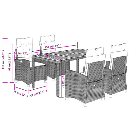 Set da Pranzo da Giardino 5 pz con Cuscini in Polyrattan Grigio | homemem39