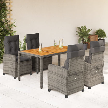 Set da Pranzo da Giardino 5 pz con Cuscini in Polyrattan Grigio | homemem39