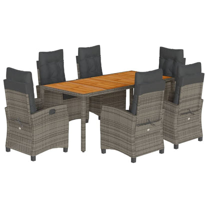 Set da Pranzo da Giardino 7 pz con Cuscini in Polyrattan Grigio | homemem39