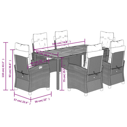 Set da Pranzo da Giardino 7 pz con Cuscini in Polyrattan Grigio | homemem39